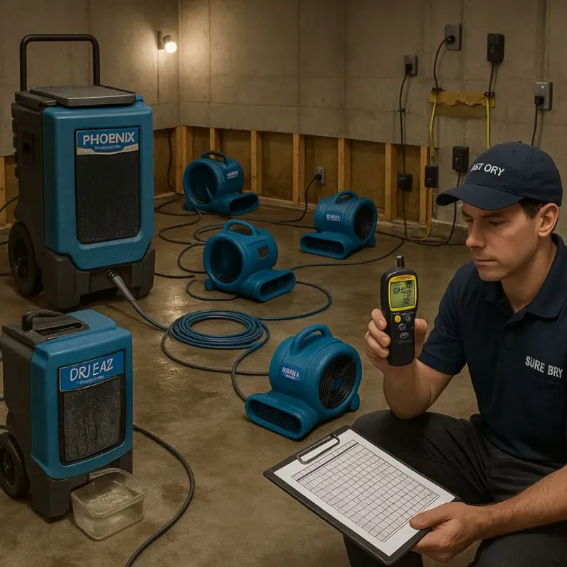 Structural Drying and Dehumidification process in Hidden Hills, CA